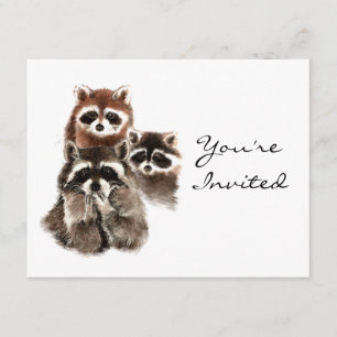 Invitation Surprise Fun Raccoons Animaux Anniversaire Invitat
