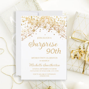 Invitation Surprise Glitter White Gold pour 90ème Anniversair