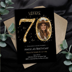Invitation Surprise Gold Parties scintillant 70th Birthday Ph