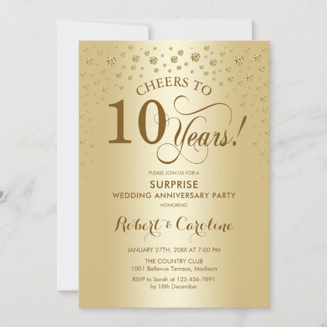Invitation Surprise Golden 10th Anniversary Celebration (Devant)