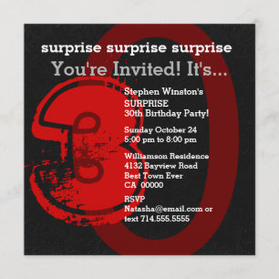 Invitation SURPRISE Grunge 30e anniversaire Rouge et noir W20