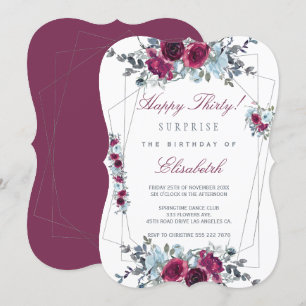 Invitation Surprise Happy Trente femmes florales 30e annivers