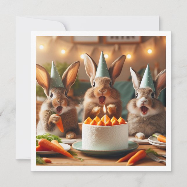 Invitation Surprise ! Notre joli anniversaire de lapin, anniv (Devant)