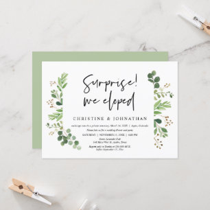 Invitation Surprise, nous nous sommes enfuis, Fête de Mariage