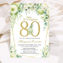 Surprise Or 80e Anniversaire Verdure Fleurs Blanch