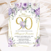 Surprise Or 90e Anniversaire Fleurs Mauve Poussiér
