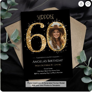 Invitation Surprise Paillette Or 60e Anniversaire Photo