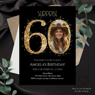 Invitation Surprise Paillette Or 60e Anniversaire Photo