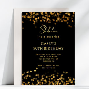 Invitation Surprise Paillettes Dorées 50e Anniversaire