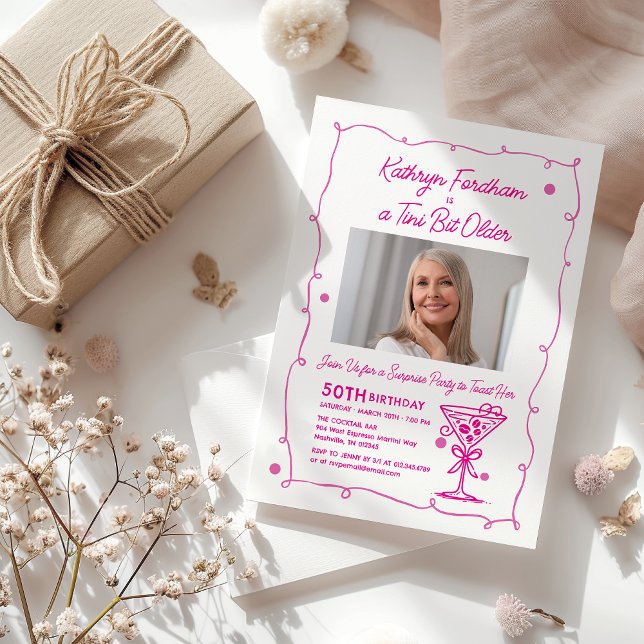 Invitation SURPRISE PARTY 50e anniversaire Martini photo (Créateur téléchargé)