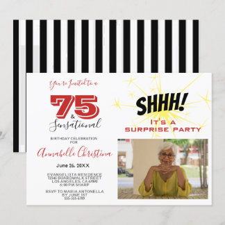 Invitation SURPRISE PARTY 75 & SENSATIONAL 75th Birthday
