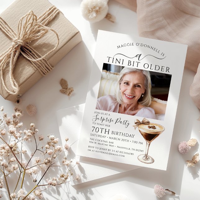 Invitation SURPRISE PARTY A Tini Bit Ancien Martini 70e (Créateur téléchargé)