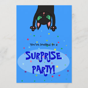 Invitation Surprise Party Confetti de chat noir