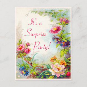 Invitation Surprise Party Dahlias Peonies Jardin victorien