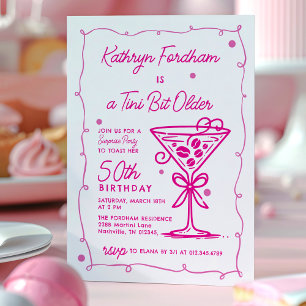 Invitation SURPRISE PARTY Pink Doodle Martini 50e anniversair