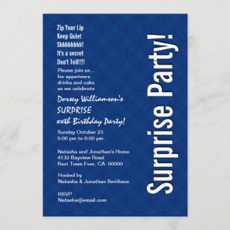 Invitation SURPRISE Personnalisée Anniversaire Royal Blue Ver