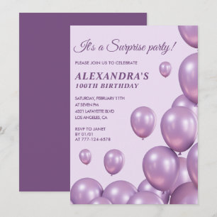 Invitation surprise pour 100 ans Ballons Moderne