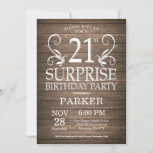Invitation surprise pour 21e anniversaire en bois