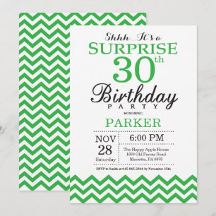 Invitation surprise pour 30 ans avec Chevron vert