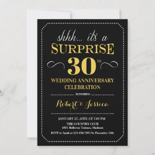 Invitation Surprise pour 30 ans de mariage - Noir Or