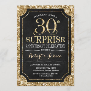 Invitation Surprise pour 30e anniversaire de mariage - Noir O
