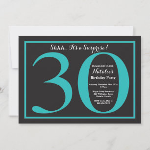 Invitation Surprise pour 30e Anniversaire Tableau Noir et Sar