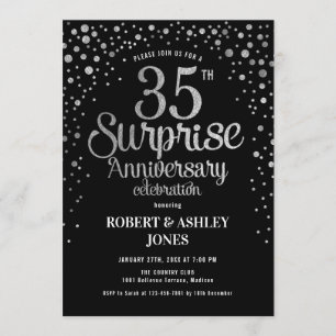 Invitation Surprise pour 35e anniversaire de mariage - Noir e