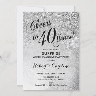 Invitation Surprise pour 40 ans de mariage - Argenté