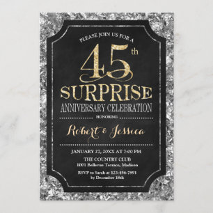 Invitation Surprise pour 45e anniversaire de mariage - Argent