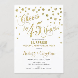Invitation Surprise pour 45e anniversaire de mariage - Blanc 