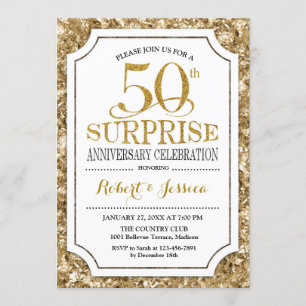 Invitation Surprise pour 50e anniversaire de mariage - Or Bla