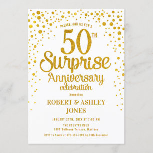 Invitation Surprise pour 50e anniversaire de mariage - Or et 
