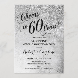Invitation Surprise pour 60e anniversaire de mariage - Argent