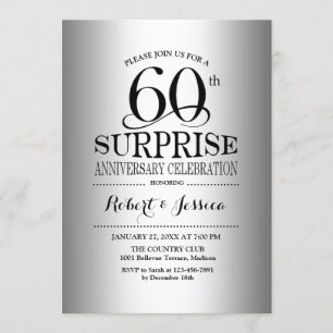 Invitation Surprise pour 60e anniversaire de mariage - Argent