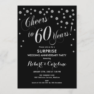 Invitation Surprise pour 60e anniversaire de mariage - Noir e