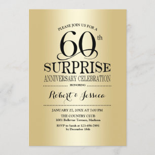 Invitation Surprise pour 60e anniversaire de mariage - Or