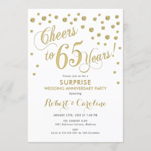 Invitation Surprise pour 65e anniversaire de mariage - Blanc 