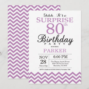Invitation surprise pour 80 ans avec Chevron Viole