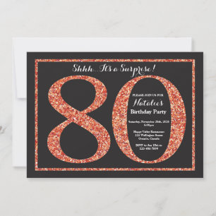 Invitation surprise pour 80 ans Orange Paillettes