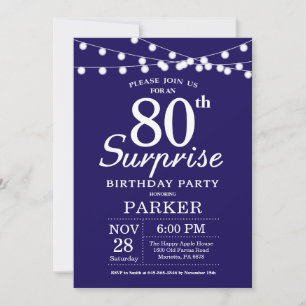 Invitation surprise pour 80e anniversaire Bleu mar