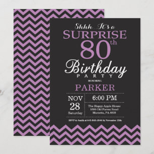Invitation surprise pour 80e anniversaire noir et 