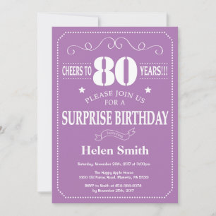 Invitation surprise pour 80e anniversaire violet e