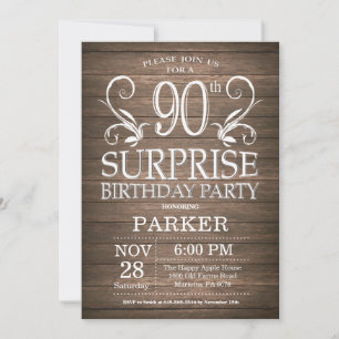 Invitation surprise pour 90e anniversaire en bois