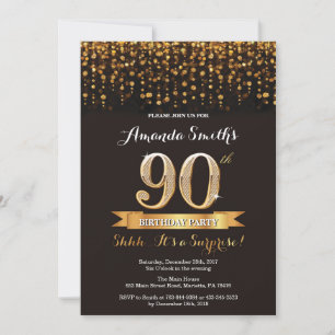 Invitation surprise pour 90e anniversaire noir et 