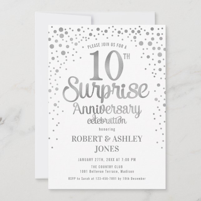 Invitation Surprise pour le 10e anniversaire de mariage - Arg (Devant)