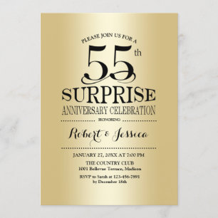 Invitation Surprise pour le 55e anniversaire de mariage - Or