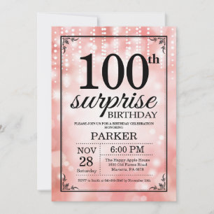 Invitation surprise pour les 100 ans avec paillett
