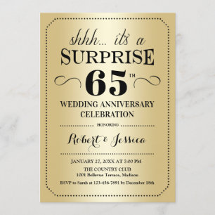 Invitation Surprise pour les 65 ans de mariage - Or Noir