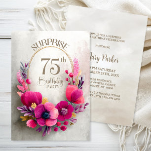 Invitation Surprise pour les 75 ans : Thème floral rose