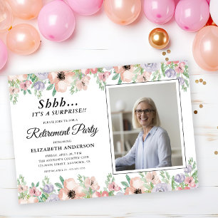 Invitation Surprise Retraite Party Élégante Fleurs Pastel